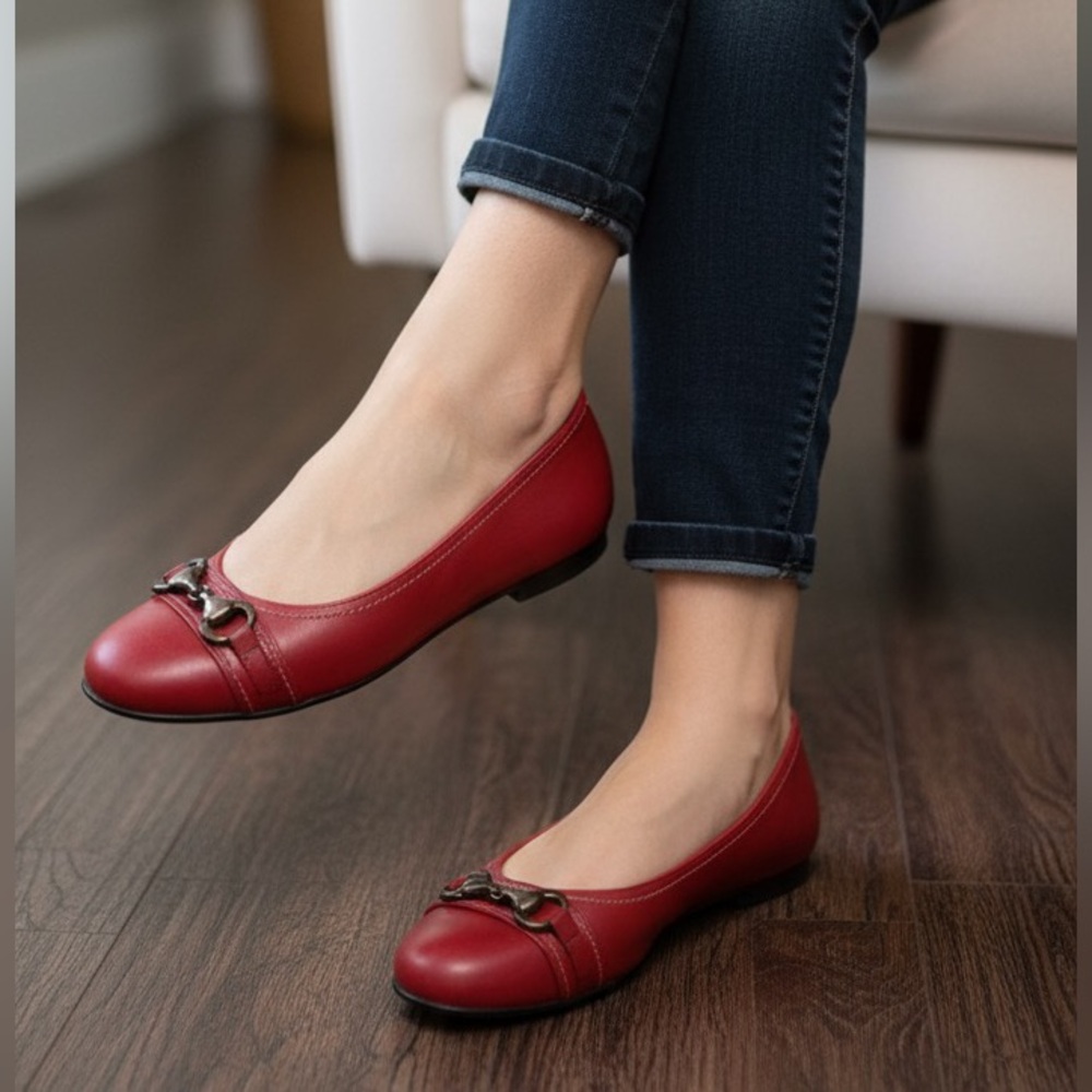 Mephisto Vintage Red‎ Horsebit Low Pumps Heeled Shoes 9